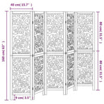 Room Divider 5 Panels White Solid Wood Paulownia 358741