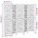 Room Divider 5 Panels White Solid Wood Paulownia 358741