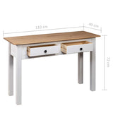 282681 Console Table White 110x40x72 cm Solid Pine Wood Panama Range