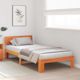 Bed Frame with Headboard Wax Brown 80 x 200 cm Solid Pine Wood 872673