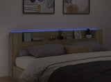 Storage Headboard with LED Sonoma Oak Engineered Wood 3418693