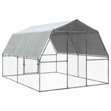 Chicken Cage with Roof and Door Silver Galvanised Steel 3294911