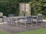 7 Piece Garden Dining Set Solid Wood Acacia Grey 3098682