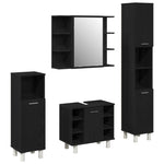 ZNTS Bathroom Furniture Set 4 Pieces Black Oak Engineered Wood Storage 3333047