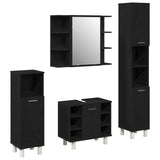 ZNTS Bathroom Furniture Set 4 Pieces Black Oak Engineered Wood Storage 3333047