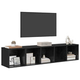 TV Cabinet Set Wall-mounted 2 pcs Black Oak Engineered Wood 3393172