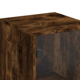 Highboard with Glass Doors Smoked Oak 35x37x120 cm 836564
