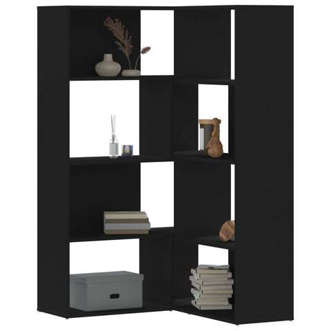 Corner Bookcase 4-Tier Black 85x85x140 cm Engineered Wood 3307811