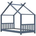 ZNTS Kids Bed Frame Grey Solid Pine Wood 70x140 cm 283370