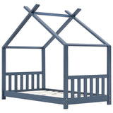 ZNTS Kids Bed Frame Grey Solid Pine Wood 70x140 cm 283370