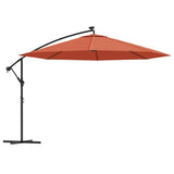 Cantilever Garden Parasol with LED Lights Terracotta 350 cm 313783