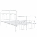 Metal Bed Frame without Mattress with Footboard White 120x200cm 376665