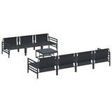 Garden Sofa Set with Cushion 8 pcs Black Steel 3378957
