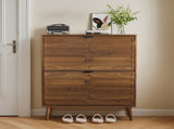 80cm Walnut Shoe Storage Cabinet,Medieval Modern Independent Shoe Cabinet, Fence Shoe Cabinet with 2 W6296P537669