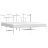 Metal Bed Frame without Mattress with Headboard White 193x203cm 353494