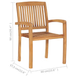 Stacking Garden Dining Chairs 2 pcs Solid Teak Wood 49387