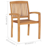 Stacking Garden Dining Chairs 2 pcs Solid Teak Wood 49387