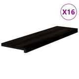 Stair Treads 16 pcs Brown Black 90x25x2 cm Solid Wood Oak 3283051