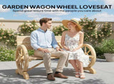 Fir Wood 2-Seater Outdoor Garden Wagon Wheel Bench, Natural Wood Finish T3398P554164