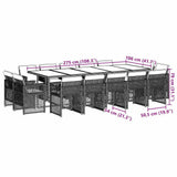 15 Piece Garden Dining Set with Cushions Black Poly Rattan 3210870