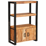 Bookshelf with Doors Brown Solid Acacia Wood and Metal 4104770