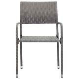 Garden Dining Chair Set of 2 Grey Poly Rattan, Steel Standard 318699