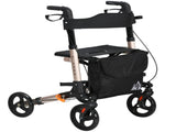 4 Wheel Rollator with Seat and Back, Folding Mobility Walker with Carry Bag, Adjustable Height, Dual T3398P343292