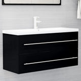 Sink Cabinet Black Engineered Wood 100 cm x 38.5 cm x 48 cm Sleek 804720