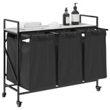 Laundry Basket 3 Compartments with Wheels Grey Sonoma 859093