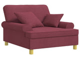 XL Armchair with Cushions Wine Red Fabric 42043486