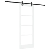 Sliding Door White 78 x 202 cm Solid Pine Wood and Glass 3332300