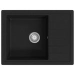 ZNTS Kitchen Sink with Overflow Hole Oval Black Granite 147101
