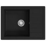 Kitchen Sink with Overflow Hole Oval Black Granite 147101
