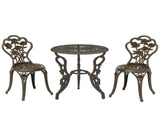 Outsunny Outdoor Bistro Set Vintage Rose Design Patio Furniture Set with Round Table and 2 Chairs T3398P555011