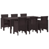Garden Dining Set 7 pcs Brown Polypropylene 3378717