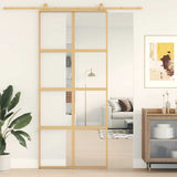 Sliding Door Gold 90x205 cm Clear ESG Glass and Aluminium 155185