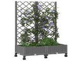 Garden Planter with Trellis&Wheels Light Grey PP 3422967
