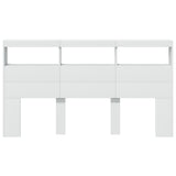 Headboard Cabinet with LED White 180x17x102 cm 839210