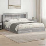 Bed Frame with Storage Grey Sonoma 200 x 200 cm Engineered Wood 3433692