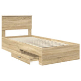 Bed Frame with Headboard Sonoma Oak 90 x 190 cm Engineered Wood 3410951