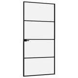 Interior Door Black 93x201.5 cm Tempered Glass&Aluminium 153660