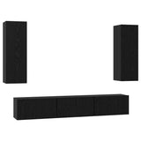 TV Cabinet Set Wall-mounted 5 pcs Black Oak Engineered Wood 3393451