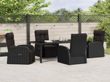 Garden Dining Set with Cushion 5 pcs Black Poly Rattan 3379530