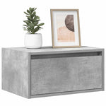 ZNTS Wall-mounted Bedside Cabinet with LED Lights Concrete Grey 860217