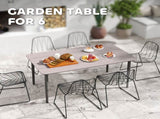 Garden Table, Outdoor Dining Table for 6 People, 160 x 90 x 74 cm, with Rust Resistant Metal Frame, T3398P327902