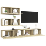 4 Piece TV Cabinet Set Sonoma Oak Engineered Wood 3079026