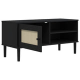 TV Cabinet SENJA Rattan Look Black 106x40x49cm Solid Wood Pine 358042
