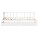 Daybed with Trundle and Drawers without Mattress White 90x190 cm Single 3302194