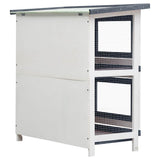 170834 Outdoor Rabbit Hutch 4 Doors Grey Wood