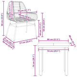 3 Piece Garden Dining Set Brown Poly Rattan Glass 3334541